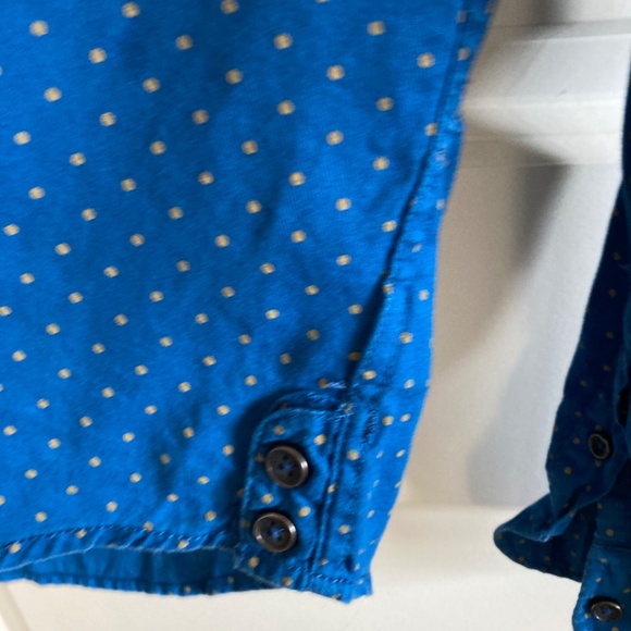 The Original Jach's Fitted Button down Shirt Royal  Blue with Gold dots Sz S-M - Picture 7 of 7